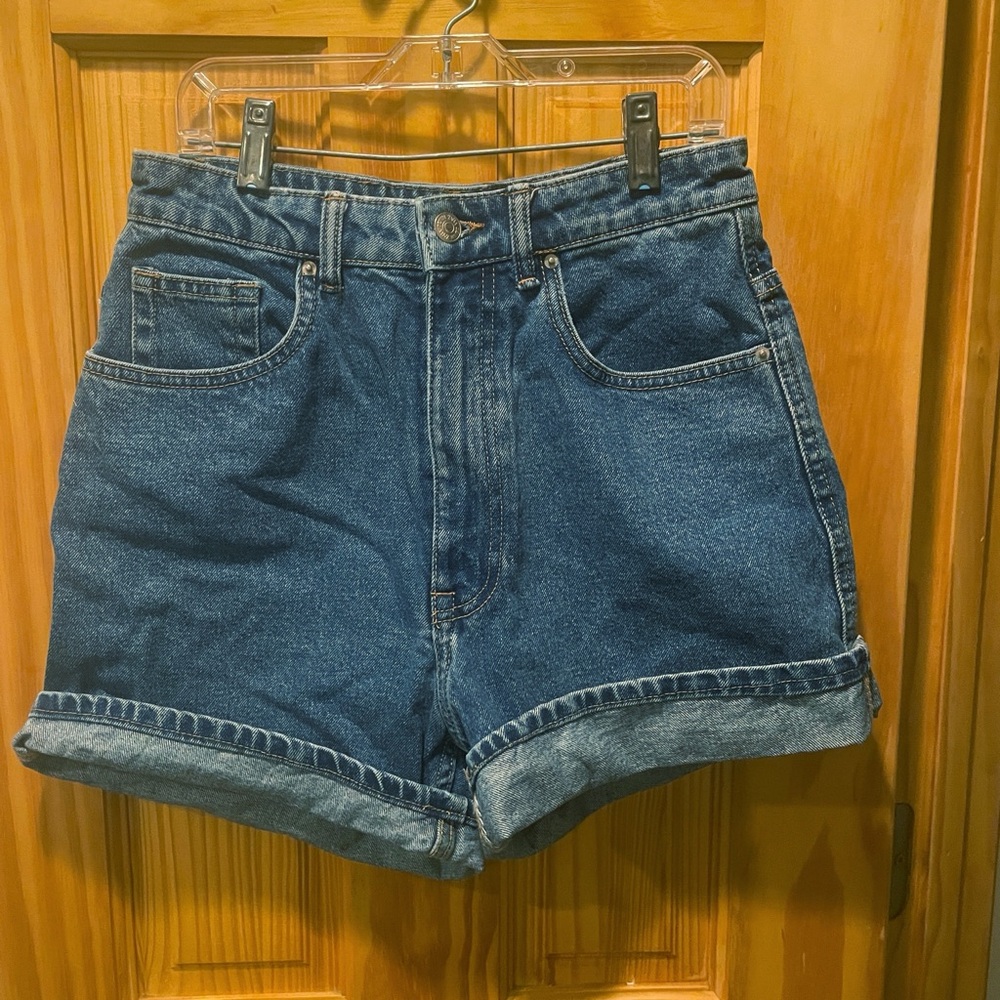 Zara Blue Rolled-Hem High-Waisted Denim Shorts
